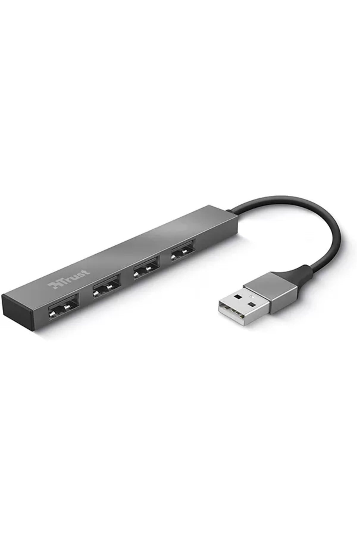 Trust Halyx Alüminyum 4 Portlu USB 2.0 Hub – Ultra İnce ve Dayanıklı Tasarım